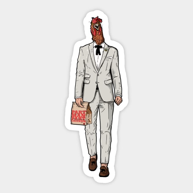 Chicken-man Sticker by Harley Warren